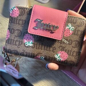Juicy Couture Brown and Pink Strawberry Wallet
